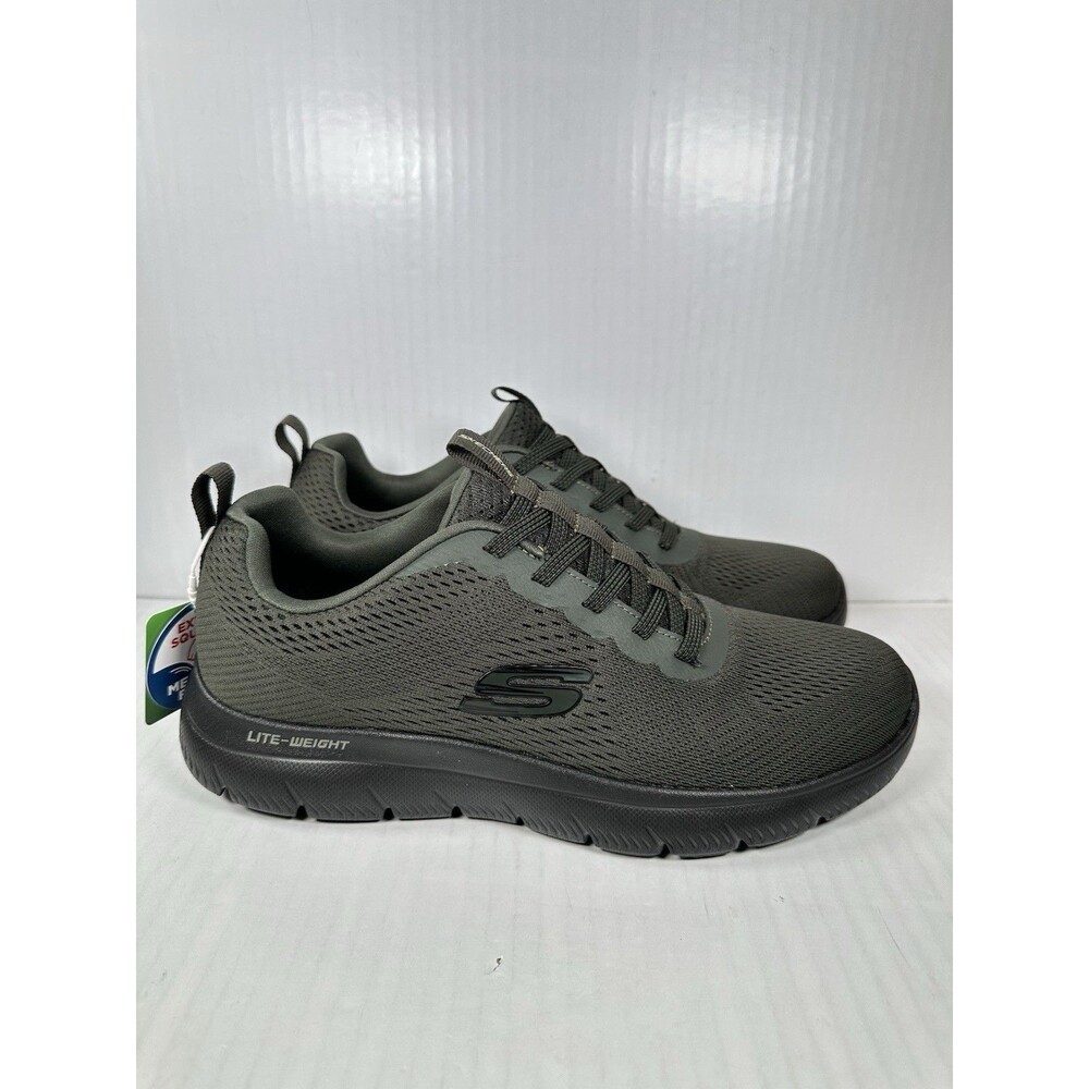 Size 11.5 Skechers Summits Eckler Men Shoe Sneakers Olive Black Memory Foam NEW